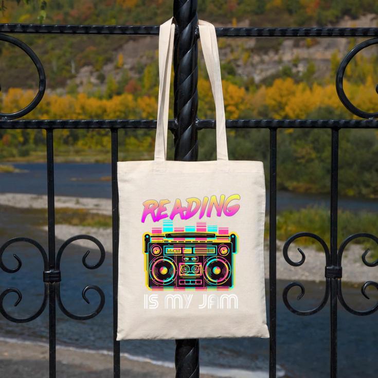 Back To School Retro Reading Is My Jam 80s Teacher Boombox Canvas Tote Bag, funny design Back To School Retro Reading Is My Jam 80s Teacher Boombox Canvas Tote Bag, funny design