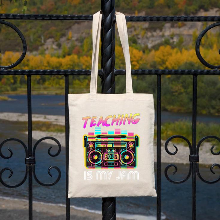 Back To School Retro Teaching Is My Jam 80s Teacher Boombox Canvas Tote Bag, funny design Back To School Retro Teaching Is My Jam 80s Teacher Boombox Canvas Tote Bag, funny design