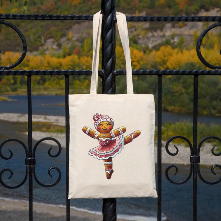 Ballet Dancer Gingerbread Christmas Dance Teacher Girl Women Canvas Tote Bag, funny design Ballet Dancer Gingerbread Christmas Dance Teacher Girl Women Canvas Tote Bag, funny design