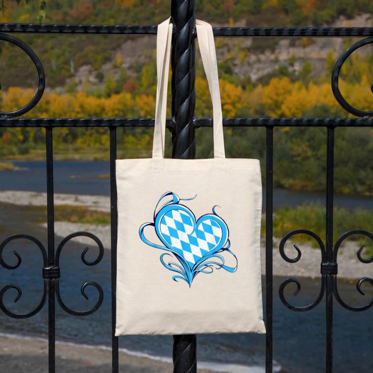 Bavarian Flag As Heart Blue Diamond Bavaria Canvas Tote Bag, funny design