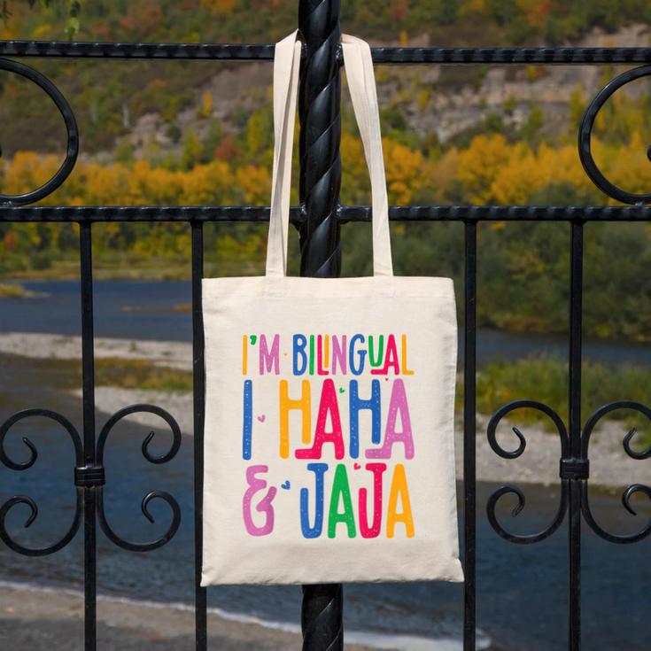 I Am Bilingual I Haha And Jaja Latina Latino Spanish Teacher Canvas Tote Bag, funny design I Am Bilingual I Haha And Jaja Latina Latino Spanish Teacher Canvas Tote Bag, funny design