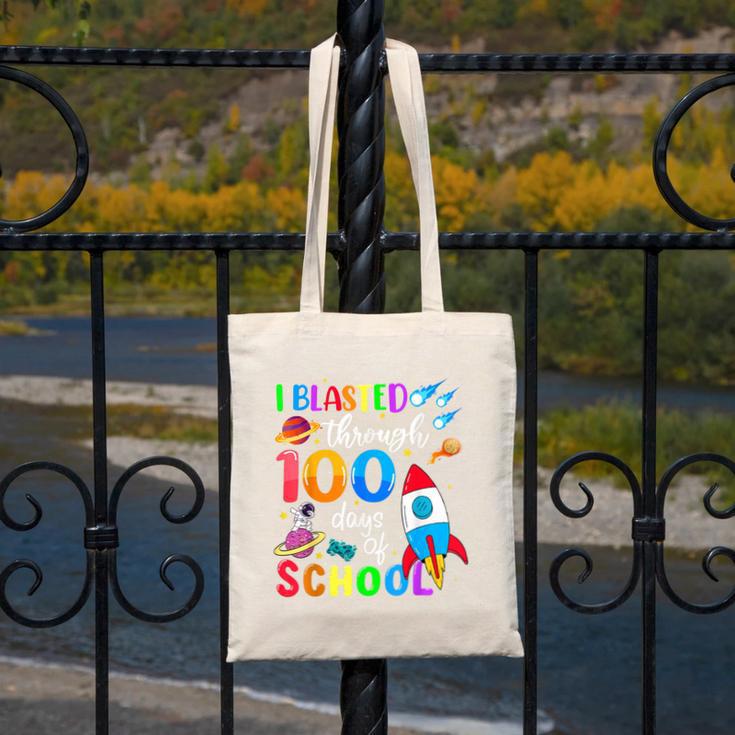 I Blasted Through 100 Days Of School 100th Day Teacher Kids Canvas Tote Bag, funny design I Blasted Through 100 Days Of School 100th Day Teacher Kids Canvas Tote Bag, funny design