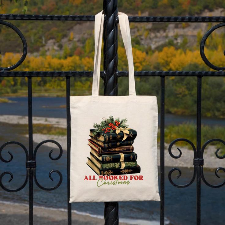 All Booked For Christmas Christmas Book Tree For Teacher For Men Women Kids Canvas Tote Bag, funny design