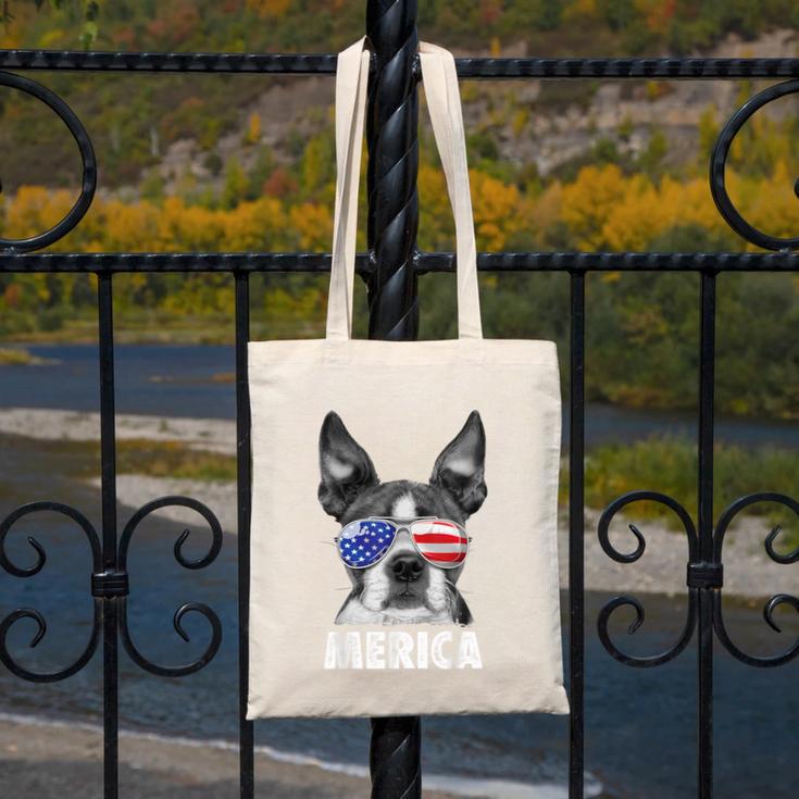 Boston Terrier 4th Of July Merica Men Women USA Flag Vintage Canvas Tote Bag, Boston Terrier 4th Of July Gifts, funny design