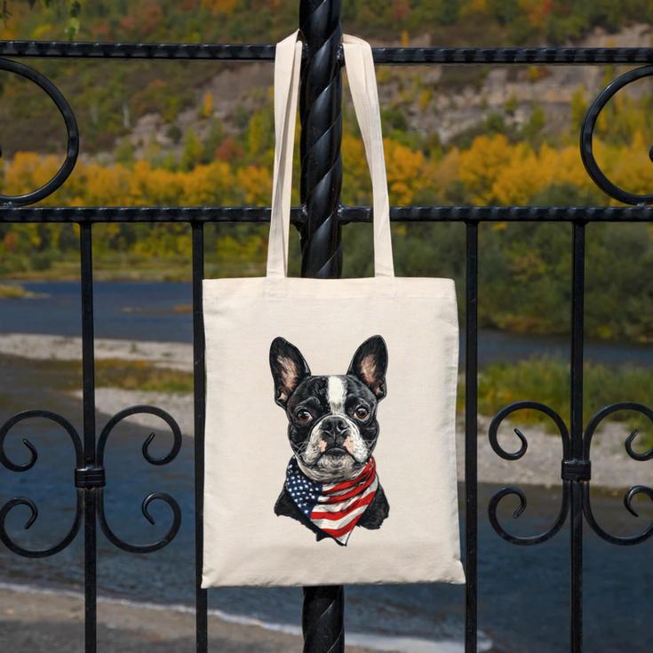 Boston Terrier American Flag Canvas Tote Bag, American Boston Terrier Gifts, funny design
