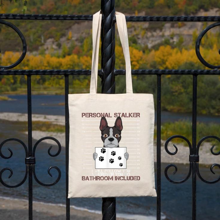 Boston Terrier American Gentleman Personal Stalker Dog Lover Canvas Tote Bag, American Boston Terrier Gifts, funny design
