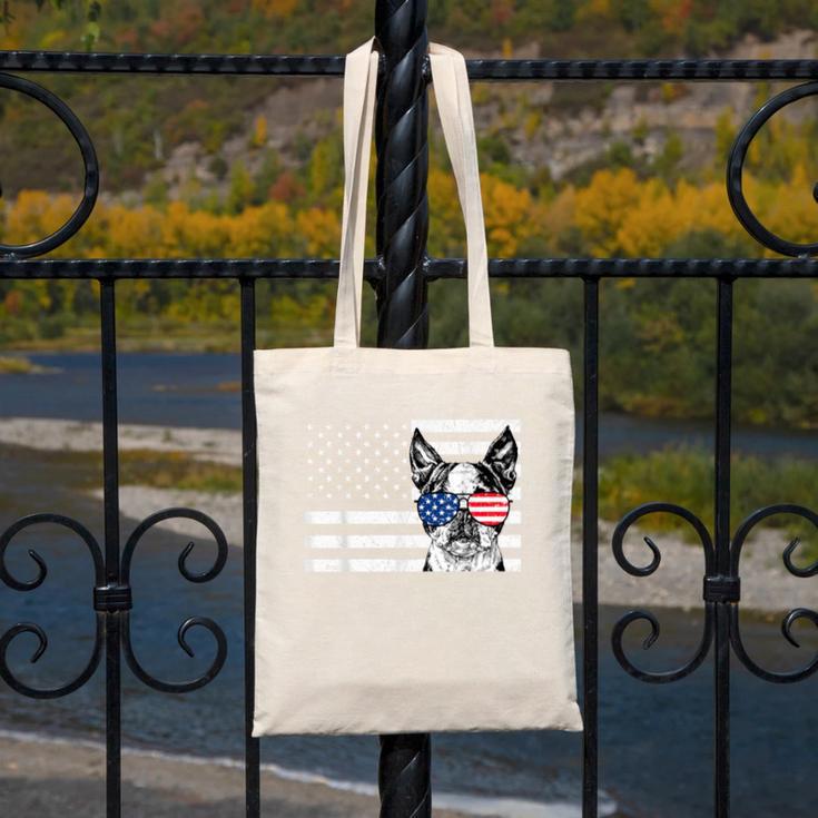 Boston Terrier Dog 4th Of July US American Flag Patriotic Canvas Tote Bag, Patriotic Boston Terrier Gifts, American Boston Terrier Gifts, Boston Terrier 4th Of July Gifts, funny design