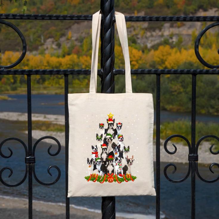 Boston Terrier Dog Christmas Tree Santa Hat Xmas Pajama Men Women Kids Canvas Tote Bag, Boston Terrier Christmas Gifts, funny design
