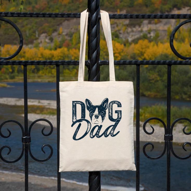 Boston Terrier Dog Dad Canvas Tote Bag, Couple Gifts, Boston Terrier Dad Gifts, funny design