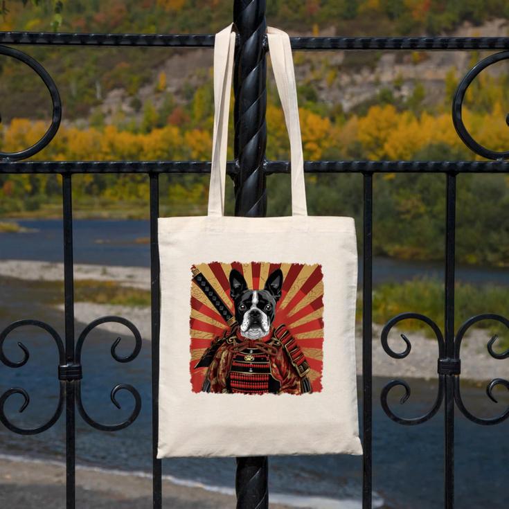 Boston Terrier Dog Japanese Art Samurai Ukiyo-e Canvas Tote Bag, funny design