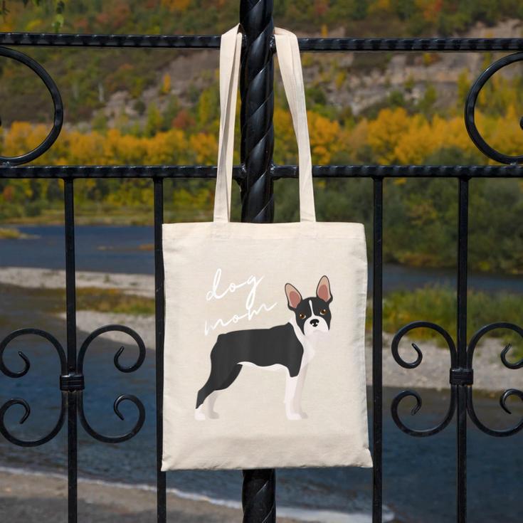 Boston Terrier Dog Mom Woman Women Canvas Tote Bag, Couple Gifts, Mom Gifts, Boston Terrier Mom Gifts, funny design
