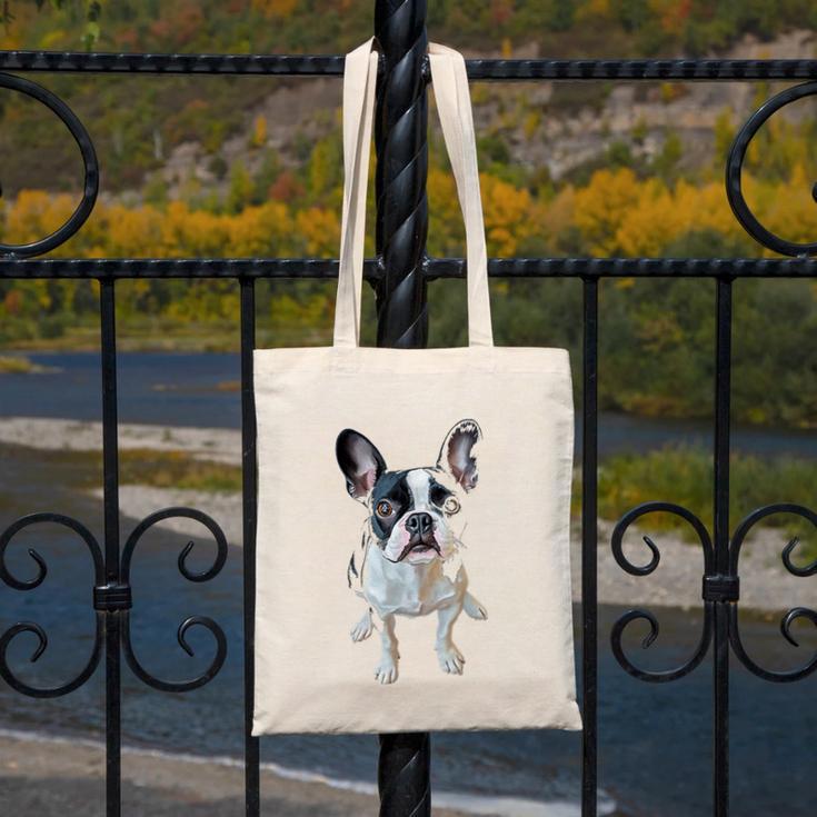 Boston Terrier Dog Motif Pet Art Boston Terrier Men Women Kids Canvas Tote Bag, funny design