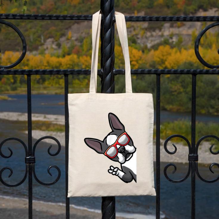 Boston Terrier Dog From Side Boston Bull Canvas Tote Bag, funny design