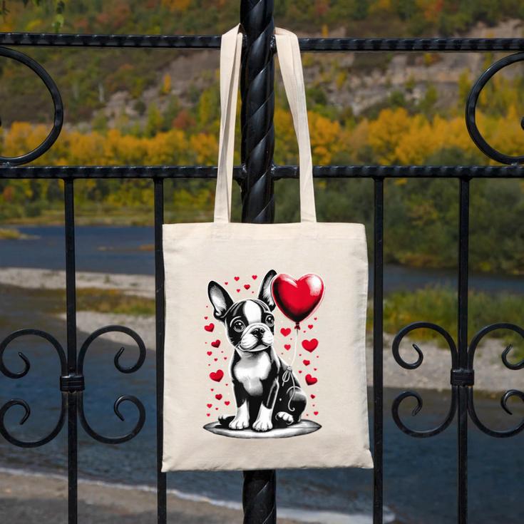 Boston Terrier Dog Valentine's Day Dog Owner Canvas Tote Bag, funny design