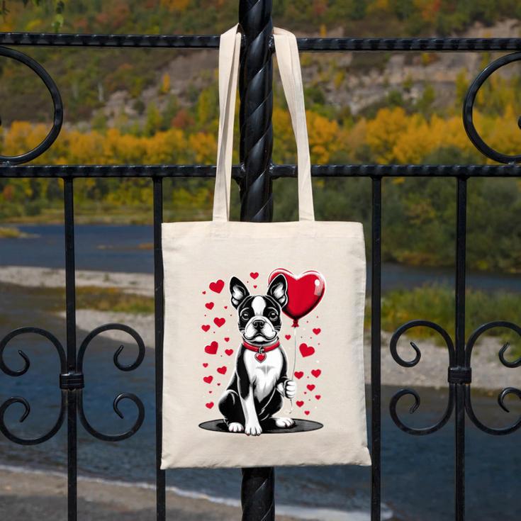 Boston Terrier Dog Valentine's Day Dog Owner Valentine Canvas Tote Bag, funny design