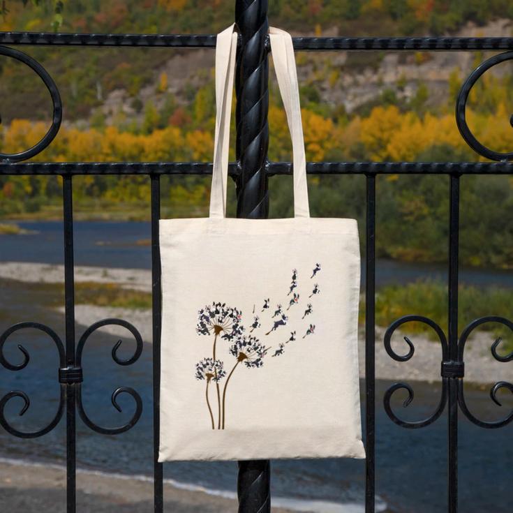 Boston Terrier Flower Fly Dandelion Dog Lover Dog Dad Canvas Tote Bag, Couple Gifts, Boston Terrier Dad Gifts, funny design