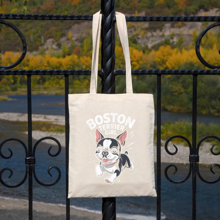 Boston Terrier Girl Cute Cartoon For Dog Owners Pet Terrier Canvas Tote Bag, funny design