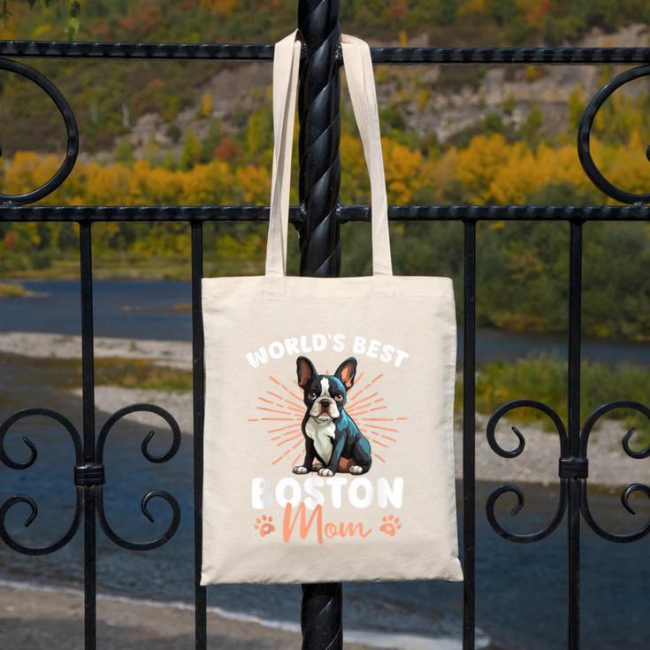 Boston Terrier Groovy World's Best Boston Mom Canvas Tote Bag, Couple Gifts, Mom Gifts, Boston Terrier Mom Gifts, funny design
