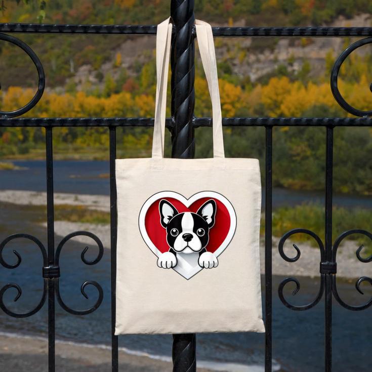 Boston Terrier Heart Cute Puppy Lover Or Dog Owner Canvas Tote Bag, funny design