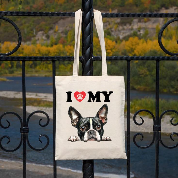 Boston Terrier I Heart My Dog Dog Lover Canvas Tote Bag, funny design
