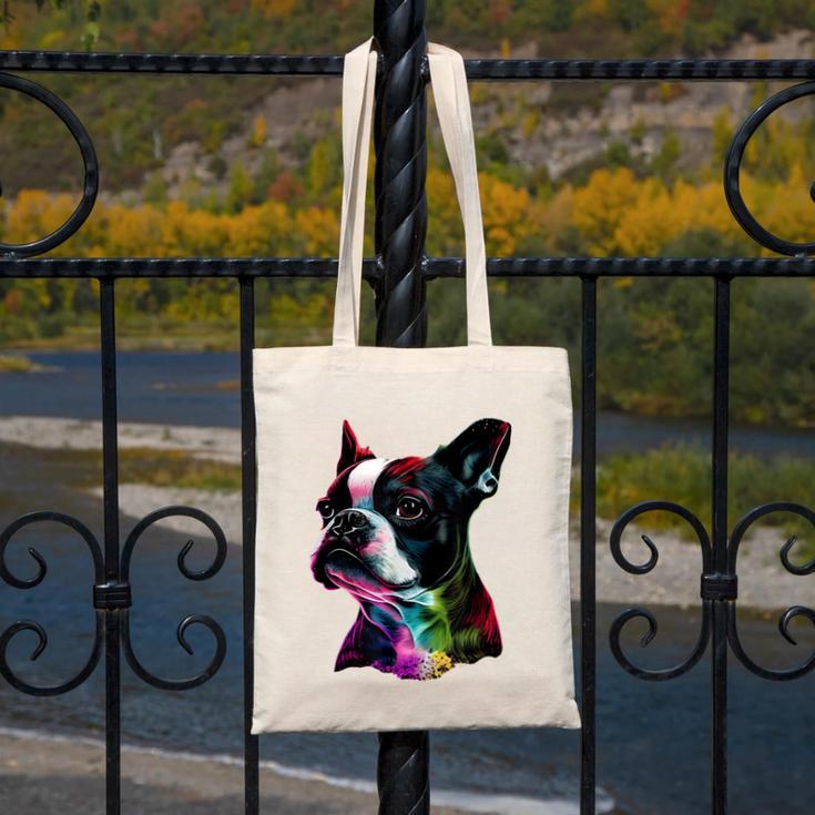 Boston Terrier Lovers Colorful Pop Art Boston Terrier Canvas Tote Bag, funny design