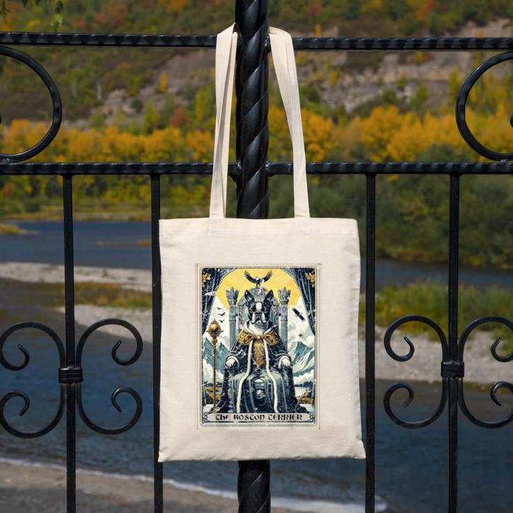 Boston Terrier Tarot Card Dog Canvas Tote Bag, Boston Terrier Tarot Gifts, funny design