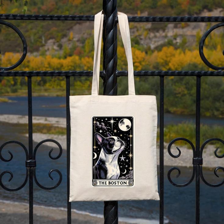 Boston Terrier Tarot Card Star With The Moon Men Women Kids Canvas Tote Bag, Boston Terrier Tarot Gifts, funny design