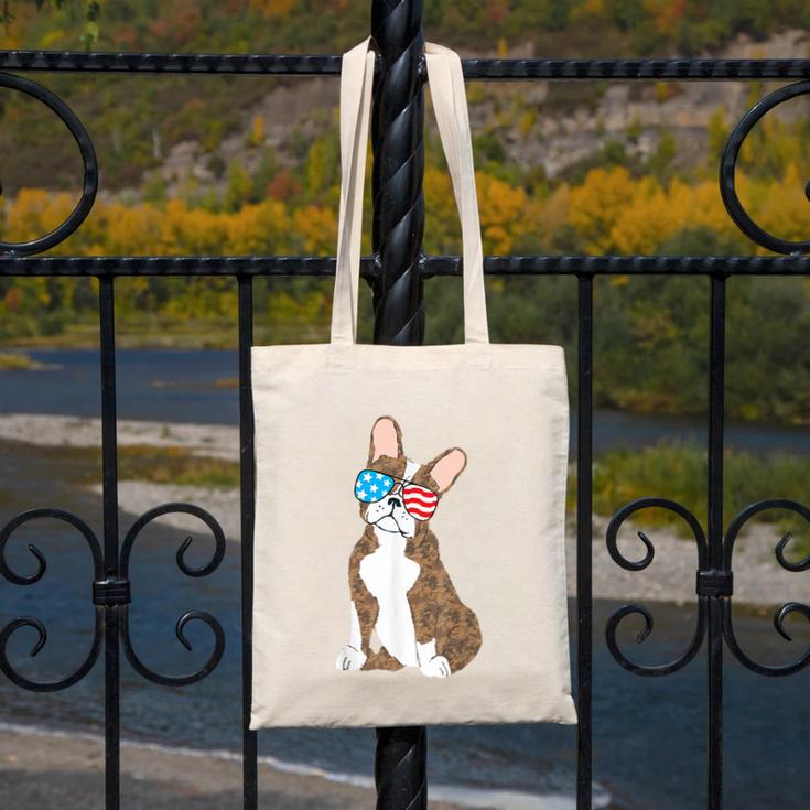 Brindle Boston Terrier Dog Patriotic Shirt USA Flag Canvas Tote Bag, Patriotic Boston Terrier Gifts, funny design