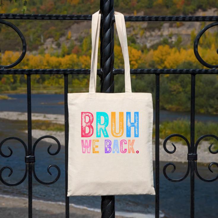 Bruh We Back Teachers Retro Back To School Boys Girls Kids Canvas Tote Bag, funny design Bruh We Back Teachers Retro Back To School Boys Girls Kids Canvas Tote Bag, funny design