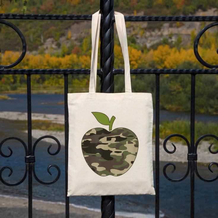 Camo Apple Camouflage Clothing School Student Camo Teacher Men Women Kids Canvas Tote Bag, funny design Camo Apple Camouflage Clothing School Student Camo Teacher Men Women Kids Canvas Tote Bag, funny design