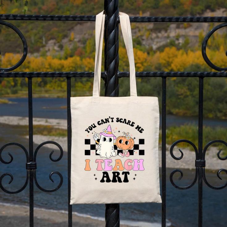 You Can't Scare Me I Teach Art Retro Teacher Ghost Halloween Canvas Tote Bag, funny design You Can't Scare Me I Teach Art Retro Teacher Ghost Halloween Canvas Tote Bag, funny design