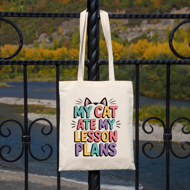 My Cat Ate My Lesson Plans Teacher Cat Humor Canvas Tote Bag, funny design My Cat Ate My Lesson Plans Teacher Cat Humor Canvas Tote Bag, funny design