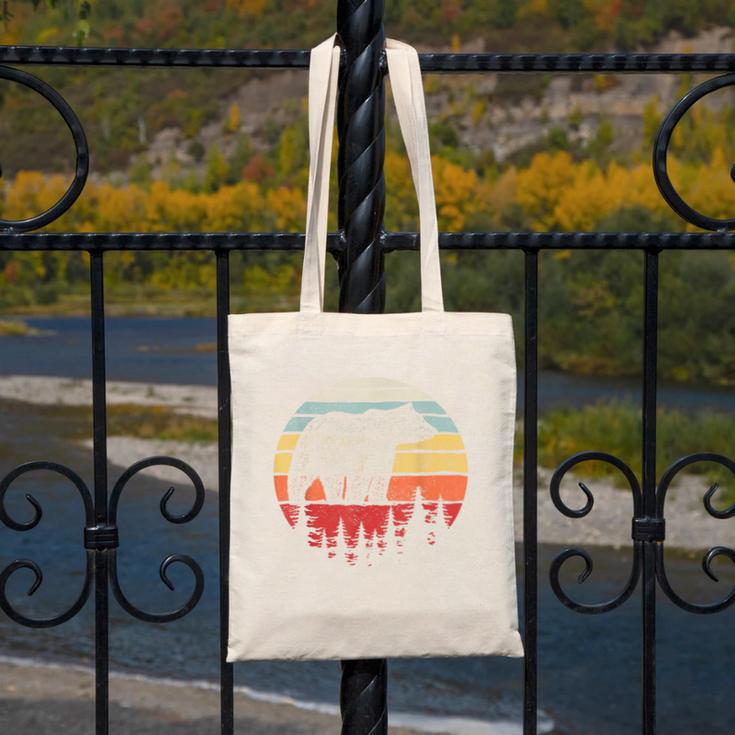 Catch Some Rays Vintage Retro Grizzly Bear Canvas Tote Bag, funny design