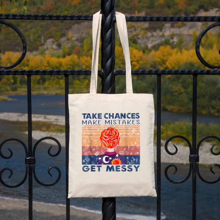 Take Chances Make Mistakes Get Messy Vintage Teacher Life Canvas Tote Bag, funny design Take Chances Make Mistakes Get Messy Vintage Teacher Life Canvas Tote Bag, funny design
