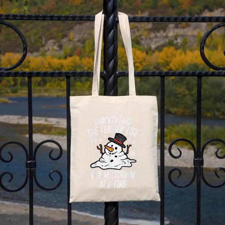 Christmas Surviving Teacher Life Meltdown Xmas Women Men Canvas Tote Bag, funny design Christmas Surviving Teacher Life Meltdown Xmas Women Men Canvas Tote Bag, funny design