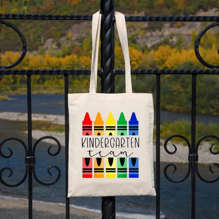 Colorful Crayon Kindergarten Team Tee For Teachers Students Men Women Kids Canvas Tote Bag, funny design Colorful Crayon Kindergarten Team Tee For Teachers Students Men Women Kids Canvas Tote Bag, funny design