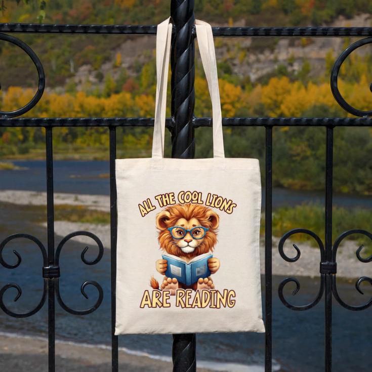 All The Cool Lions Are Reading Lion Teacher Men Women Kids Canvas Tote Bag, funny design All The Cool Lions Are Reading Lion Teacher Men Women Kids Canvas Tote Bag, funny design