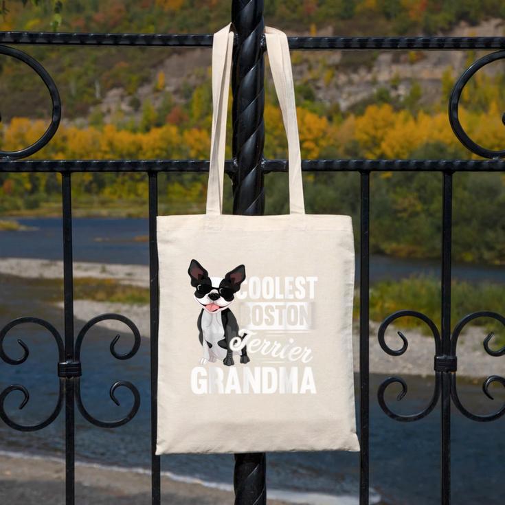 Coolest Boston Terrier Grandma Dog Canvas Tote Bag, funny design