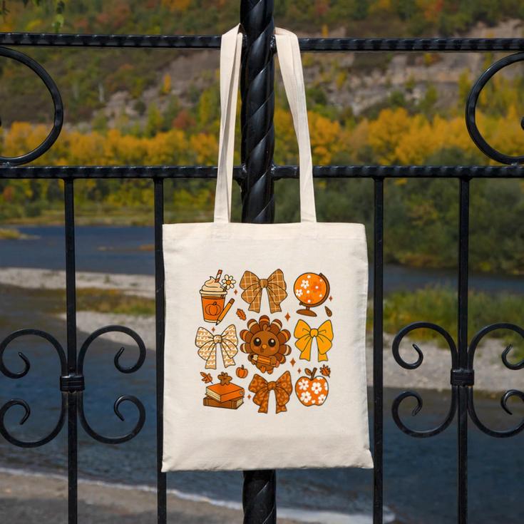 Coquette Teach Teacher Bows Thanksgiving Turkey Fall Autumn Canvas Tote Bag, funny design Coquette Teach Teacher Bows Thanksgiving Turkey Fall Autumn Canvas Tote Bag, funny design