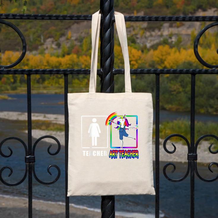 Cute Art Teacher Magical Dabbing Unicorn Artist Canvas Tote Bag, funny design
