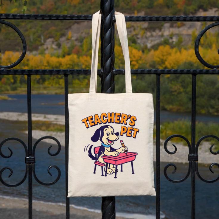 Cute Elementary School Student Dog Teacher's Pet Canvas Tote Bag, funny design Cute Elementary School Student Dog Teacher's Pet Canvas Tote Bag, funny design