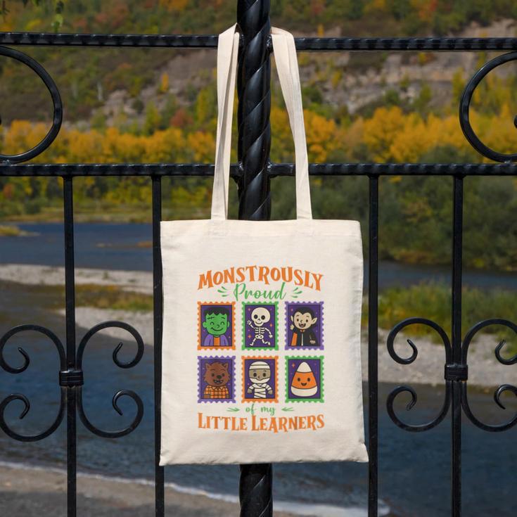 Cute Halloween Teacher Canvas Tote Bag, funny design