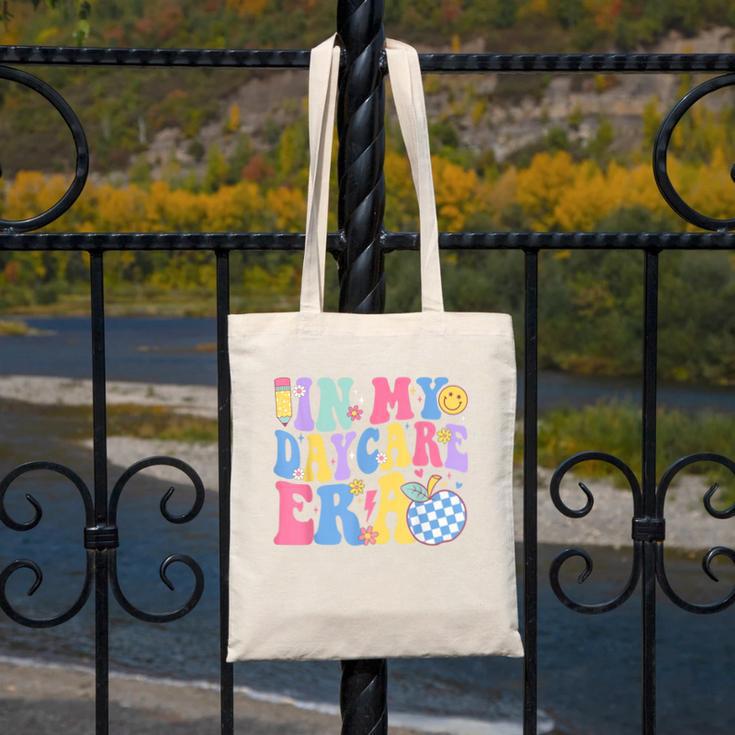 In My Daycare Era Groovy Teacher Daycare First Day Of School Canvas Tote Bag, Groovy Teacher Gifts, funny design In My Daycare Era Groovy Teacher Daycare First Day Of School Canvas Tote Bag, Groovy Teacher Gifts, funny design