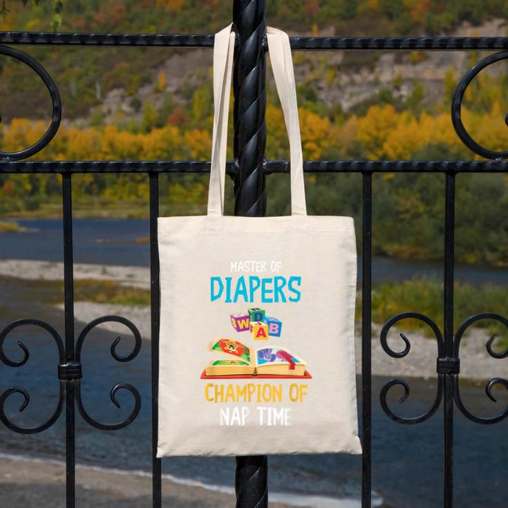 Daycare Provider Master Of Diapers Childcare Teacher Canvas Tote Bag, funny design