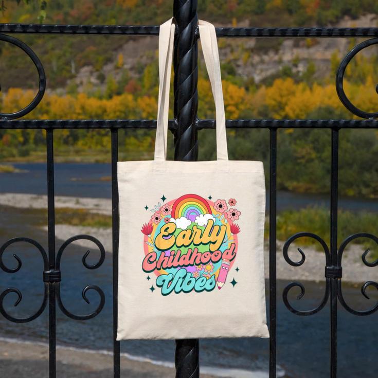 Daycare Teacher Daycare Provider Early Childhood Vibes Canvas Tote Bag, funny design Daycare Teacher Daycare Provider Early Childhood Vibes Canvas Tote Bag, funny design