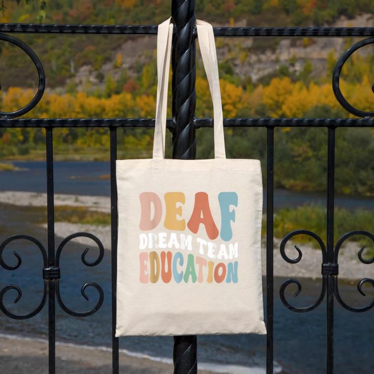 Deaf Dream Team Education Deaf Education Teacher Canvas Tote Bag, funny design