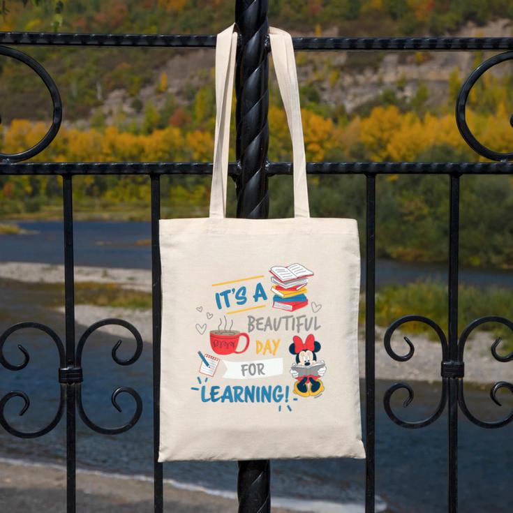 Disney Minnie Mouse Beautiful Day For Learning Teacher's Day Canvas Tote Bag, funny design Disney Minnie Mouse Beautiful Day For Learning Teacher's Day Canvas Tote Bag, funny design