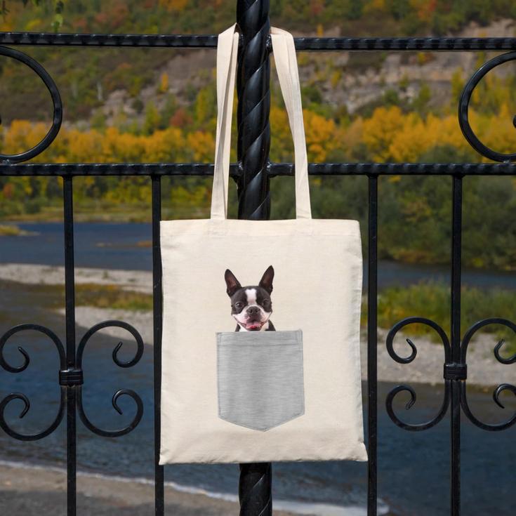 Dog In Your Pocket Boston Terrier For Men Women Girls Kids Canvas Tote Bag, funny design
