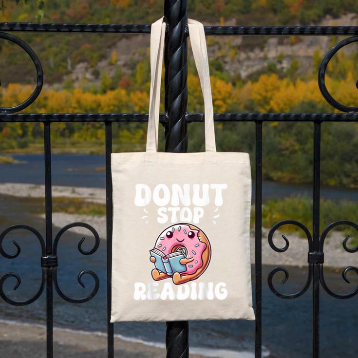 Donut Stop Reading Kawaii Teacher Preschool Kindergarten Canvas Tote Bag, funny design