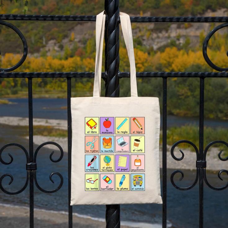 Dual Language Crew Bilingual Spanish Teacher Back To School For Men Women Canvas Tote Bag, funny design